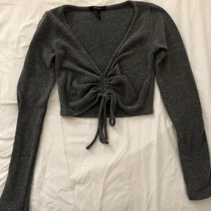 Long-sleeve Dark Grey Crop Top